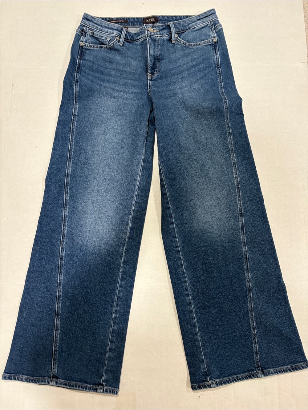 NYDJ Dark Blue Wide Leg Jeans with Center Seam